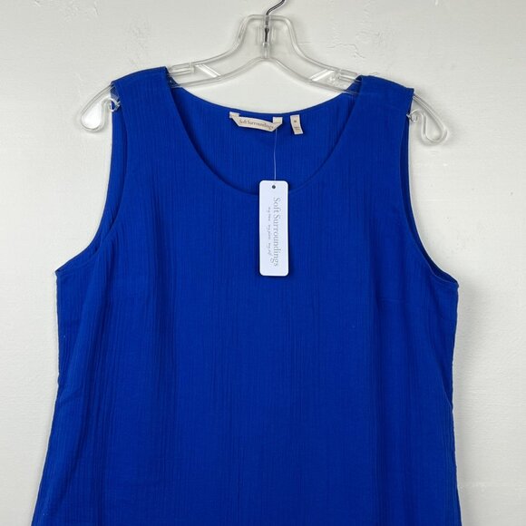 NWT Soft Surroundings Women's Blue Siesta Key Tank Top Size Medium - Picture 3 of 8